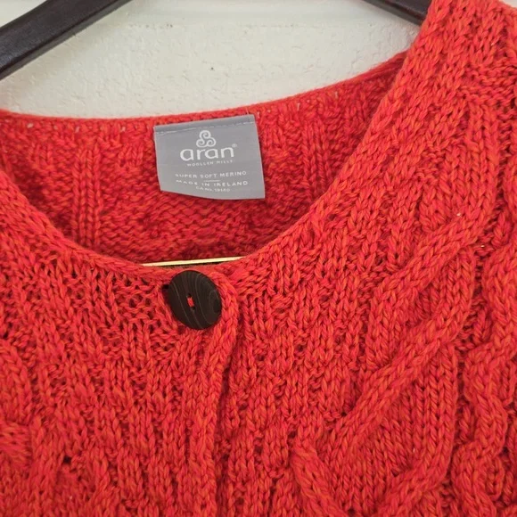 Aran Woolen Mills Cable Knit Cardigan‎‎‎ Merino Wool Size Xl - Picture 10 of 11